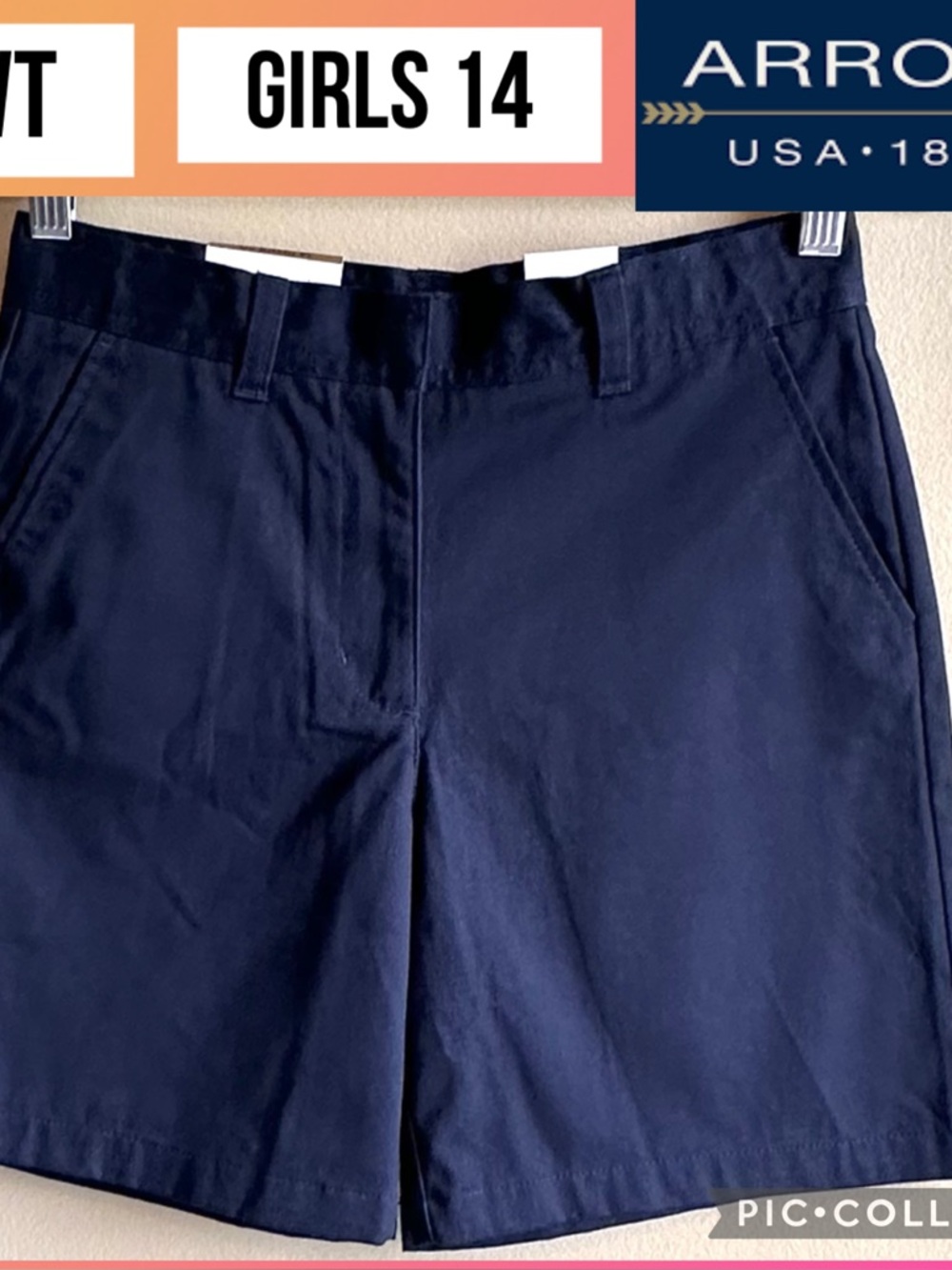 NWT ARROW Girls Shorts Navy Blue School Uniform Adjustable Waist Size 14